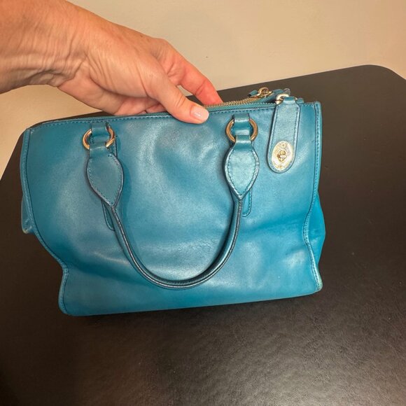 Coach Crosby Carryall Turquoise Leather Handbag - Picture 2 of 13